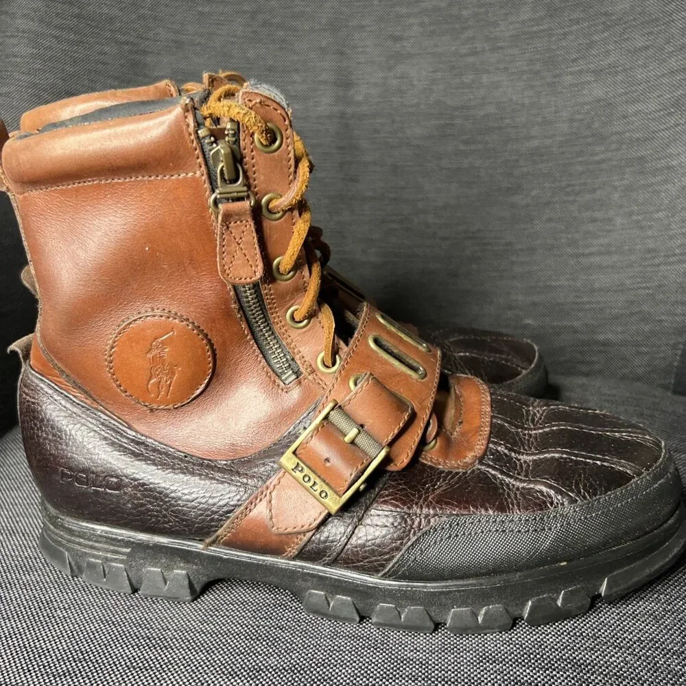 Polo Ralph Lauren Mens Boots Andres III Size 11D 90s Lace Up Buckle Vintage READ